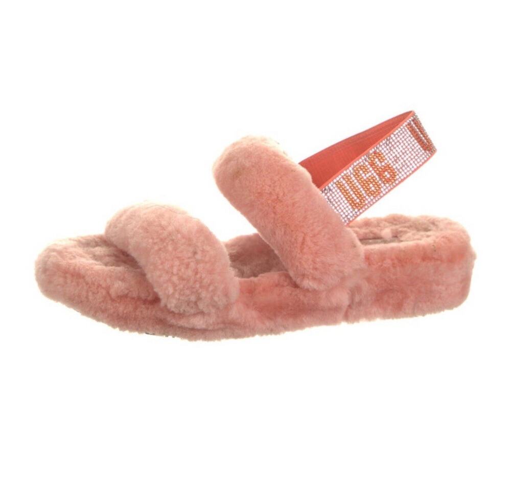 UGG Slippers Slingback Open Toe Women's Oh Yeah Bling Vibrant Coral Size 11